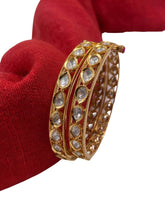 Traditional gold-plated artificial pear shape Thin Polki Bangles